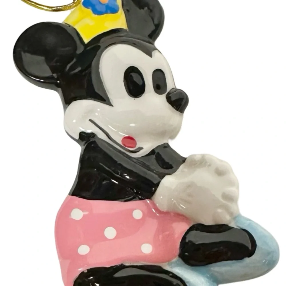 Disney RARE Schmid Minnie Mouse Christmas Ornament Ceramic Porcelain Figurine - Picture 3 of 6